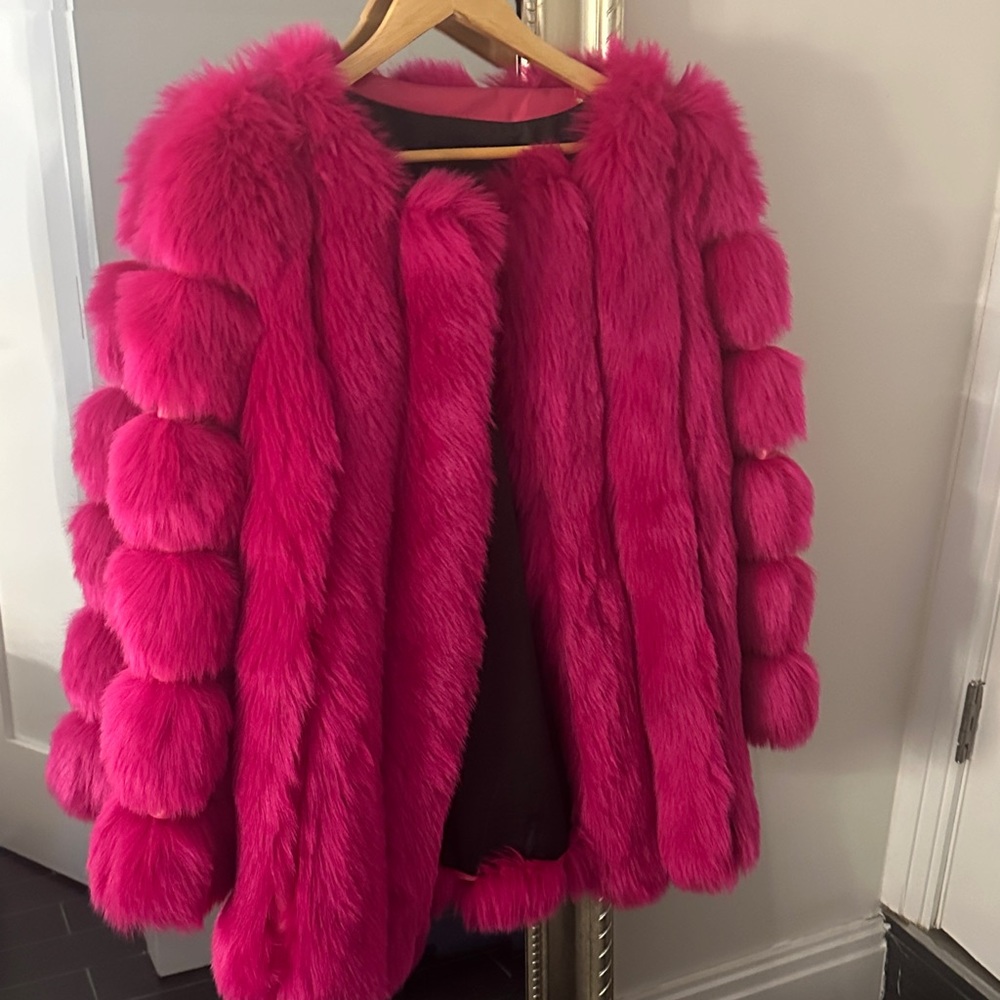 Pink Vegan Fur coat